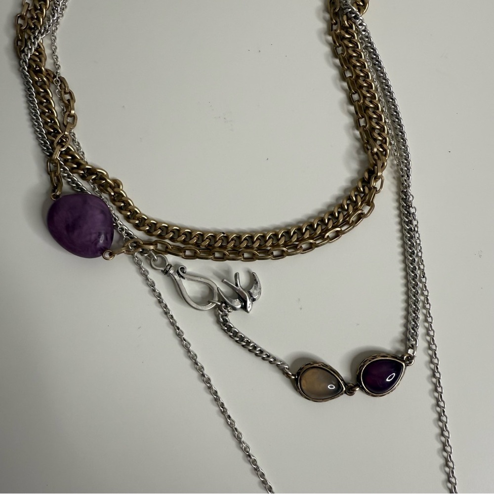 Free People Zella Layered Necklace Gold Silver - NWOT - Picture 4 of 7